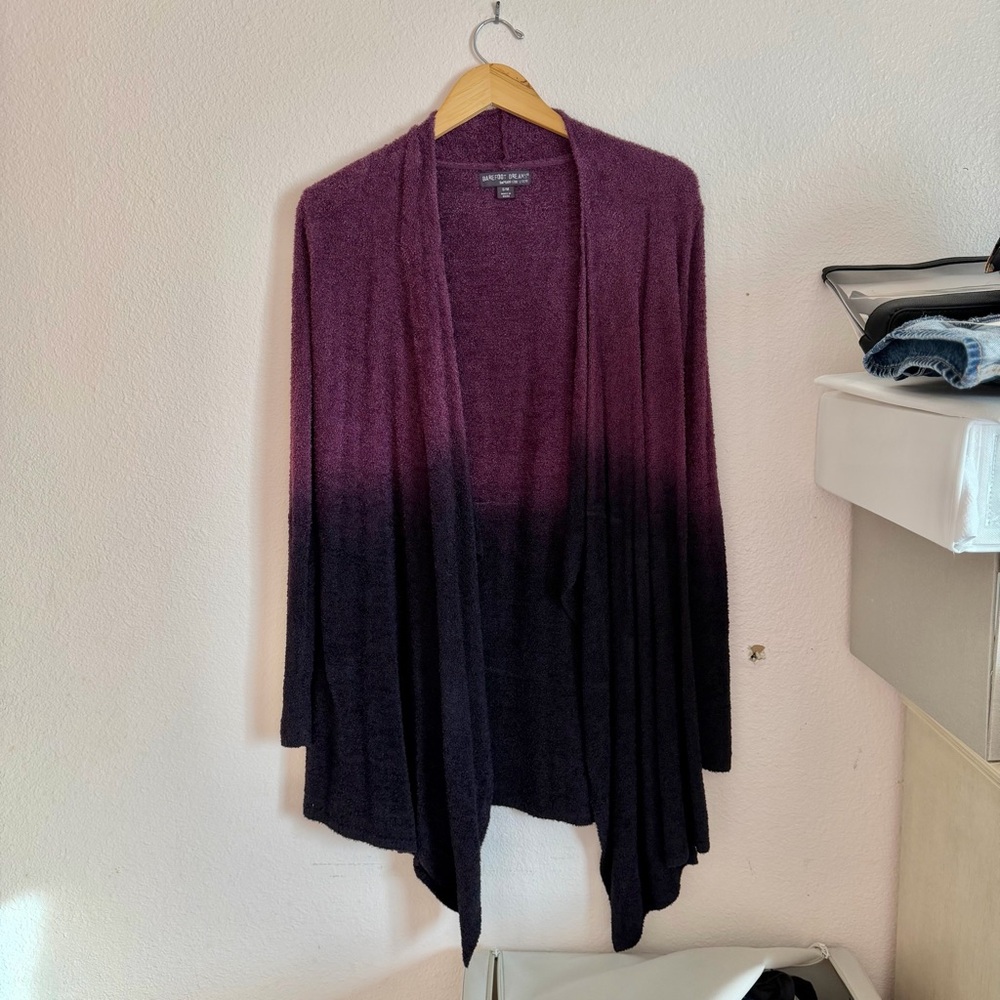 Barefoot Dreams Women's Ombre Open-Front Cardigan Sweater - Plum to Black